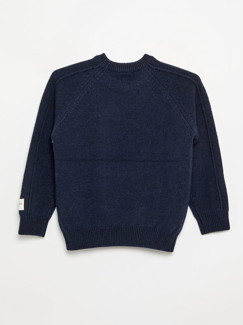 Pull en laine à col rond Bleu - Kiabi