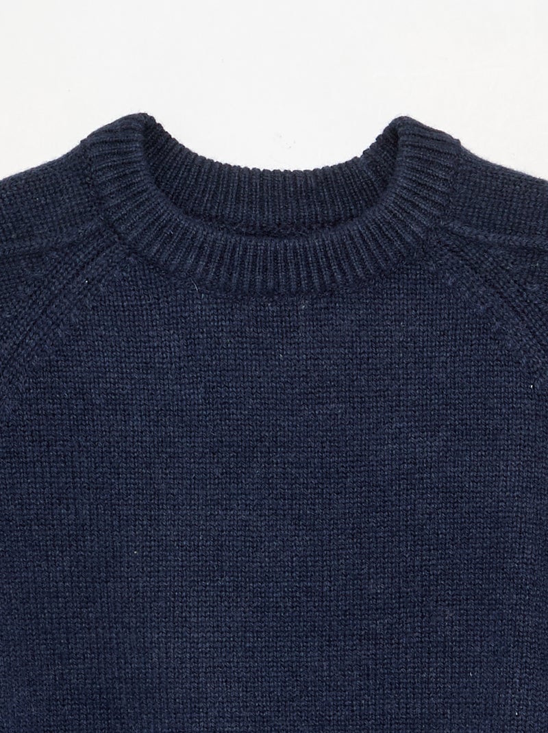 Pull en laine à col rond Bleu - Kiabi