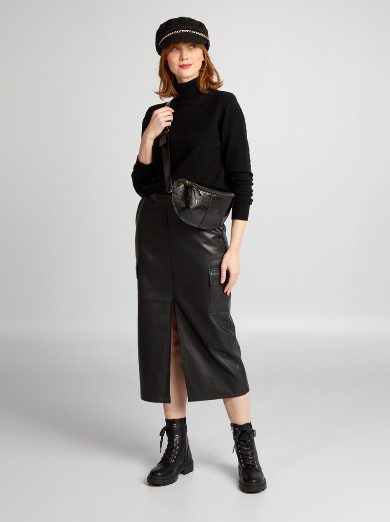 Pull en laine à col roulé Noir - Kiabi