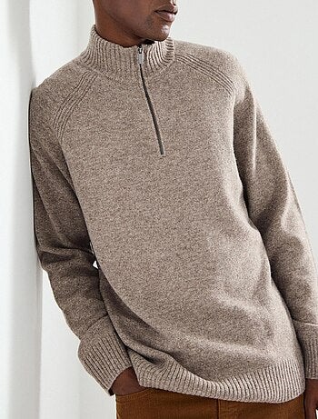 Pull en laine à fermeture éclair, MO Fashion