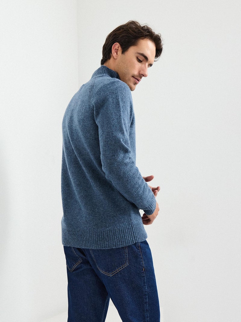 Pull en laine à fermeture éclair, MO Fashion Bleu - Kiabi