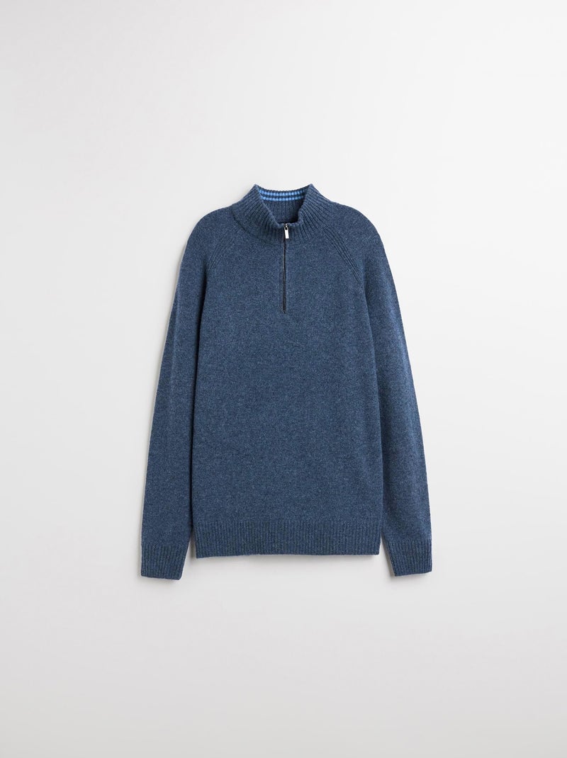 Pull en laine à fermeture éclair, MO Fashion Bleu - Kiabi