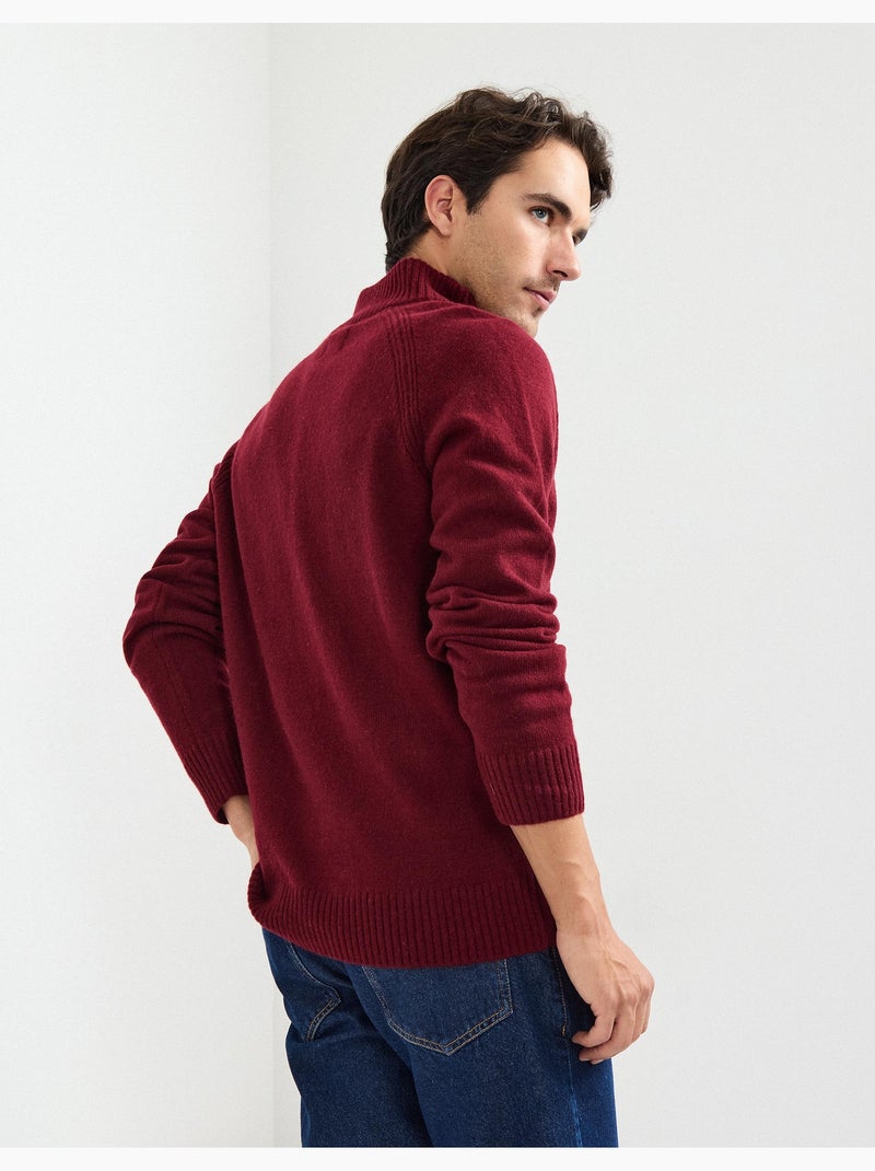 Pull en laine à fermeture éclair, MO Fashion Rouge - Kiabi