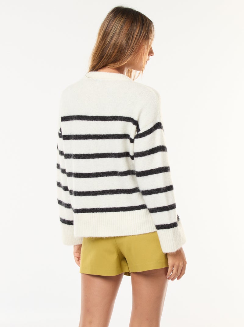 Pull en laine et mohair Blanc - Kiabi