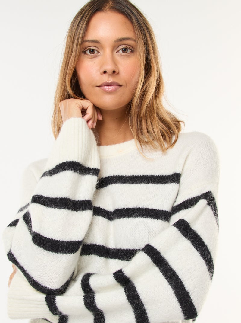 Pull en laine et mohair Blanc - Kiabi
