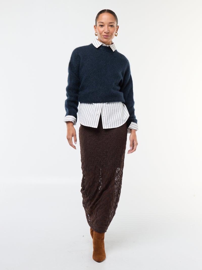 Pull en laine et mohair Bleu - Kiabi
