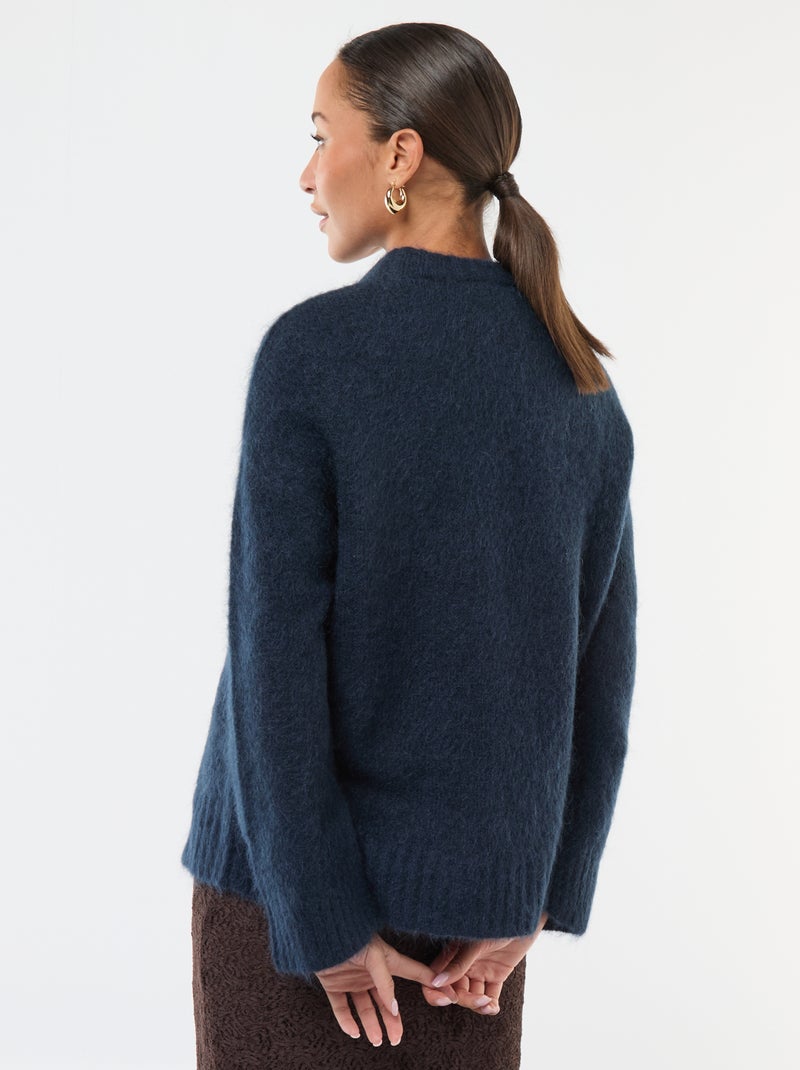 Pull en laine et mohair Bleu - Kiabi