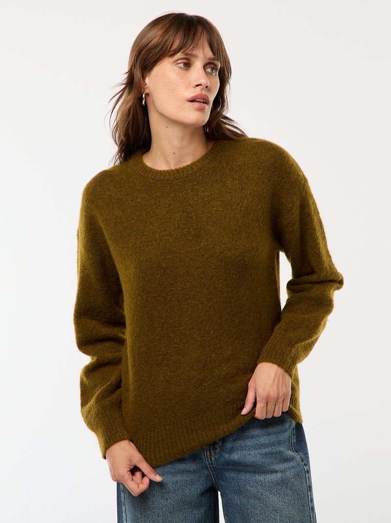 Pull en laine et mohair mélangé - Kaki - Femme - 9.00€ - Kiabi