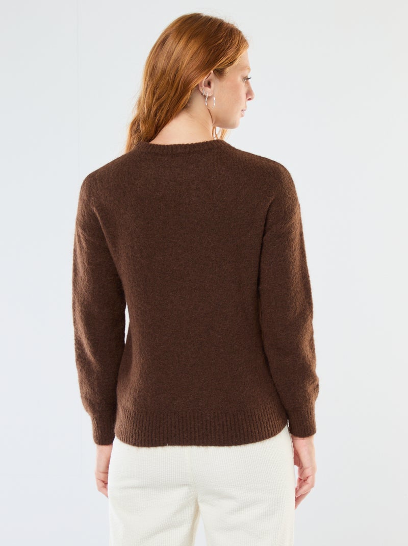 Pull en laine et mohair mélangé Marron - Kiabi