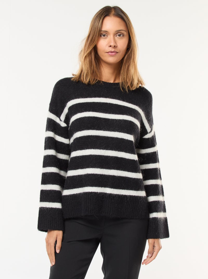 Pull en laine et mohair Noir Femme Kiabi
