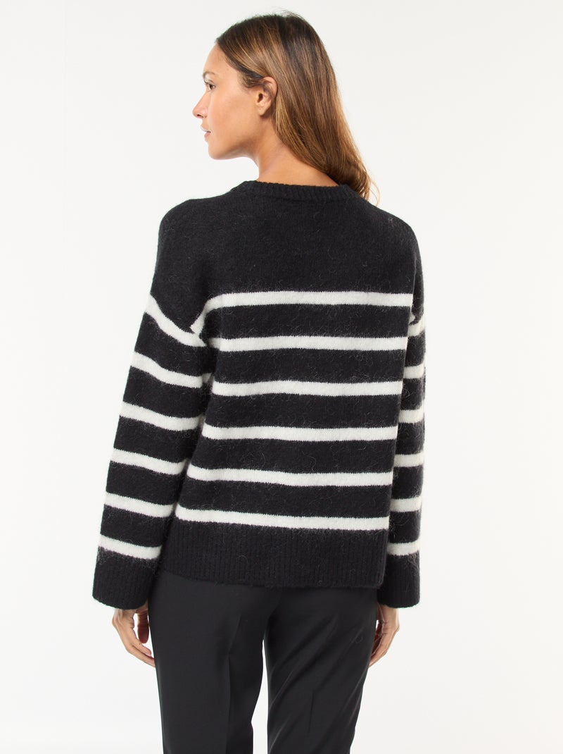 Pull en laine et mohair Noir - Kiabi