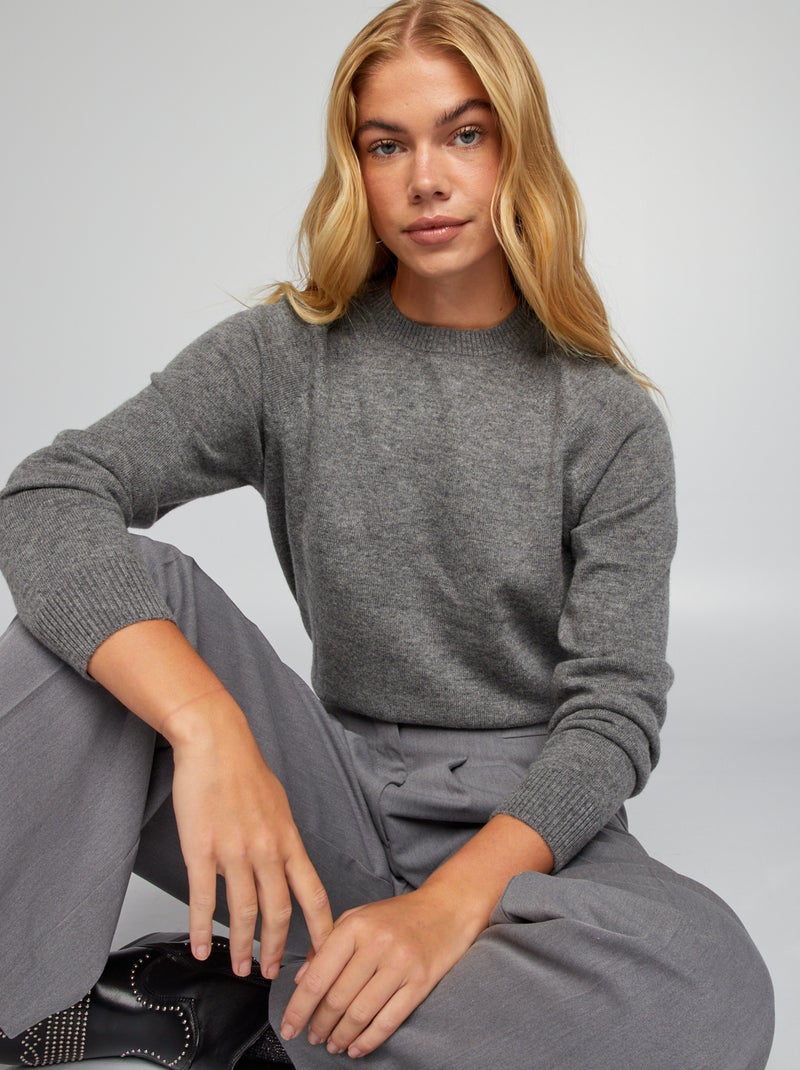 Pull en laine Gris - Kiabi