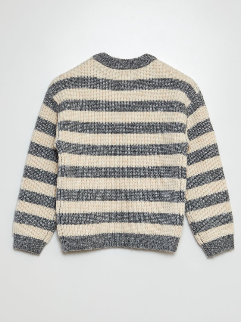 Pull en laine mélangé marinière Gris - Kiabi