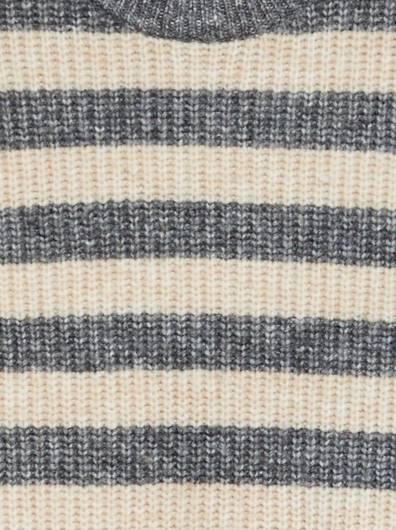 Pull en laine mélangé marinière Gris - Kiabi