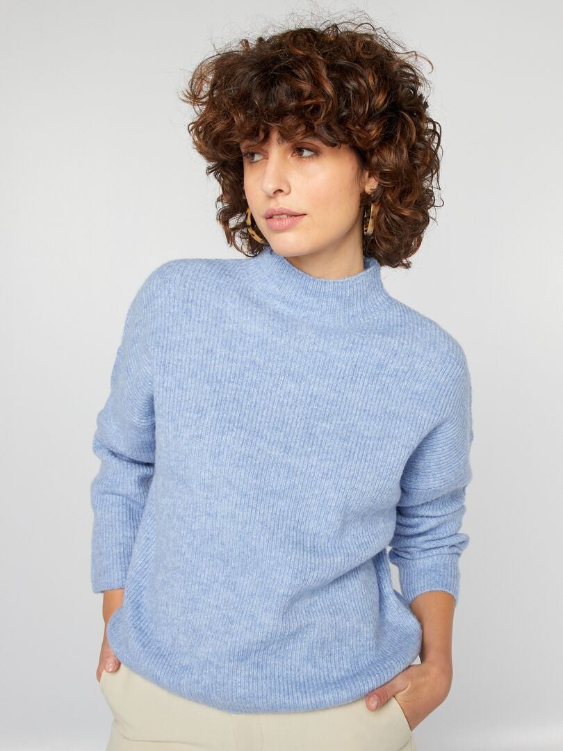 Pull en laine mélangée Bleu - Kiabi