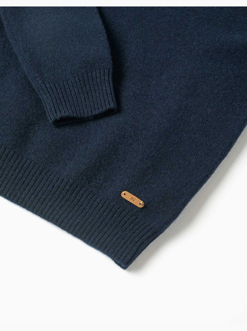 Pull en laine mélangée b&s Bleu foncé - Kiabi