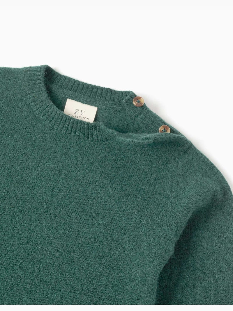 Pull en laine mélangée b&s Vert - Kiabi