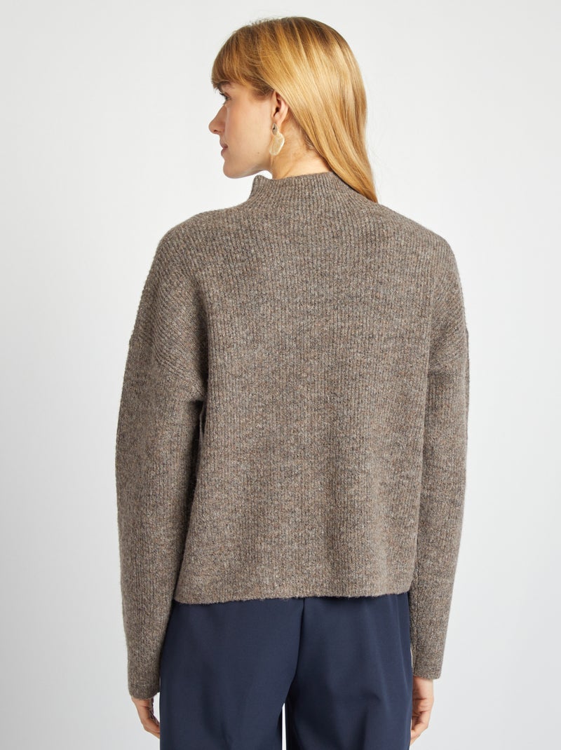 Pull en laine mélangée Marron - Kiabi