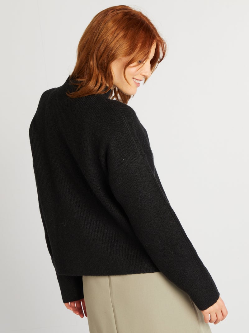 Pull en laine mélangée noir - Kiabi