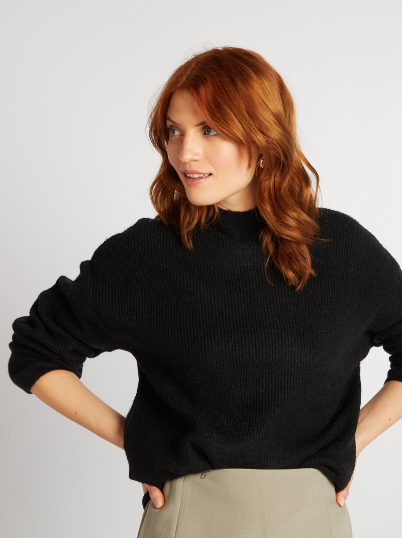 Pull en laine mélangée noir - Kiabi