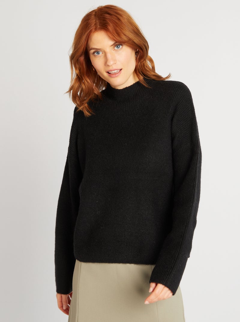 Pull en laine mélangée noir - Kiabi
