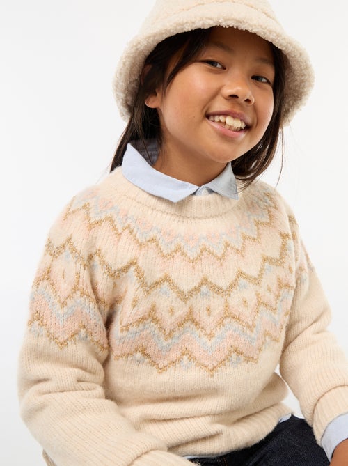 Pull en laine motif jacquard - Kiabi