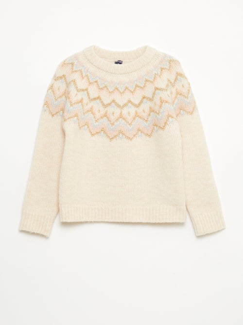 Pull en laine motif jacquard - Kiabi