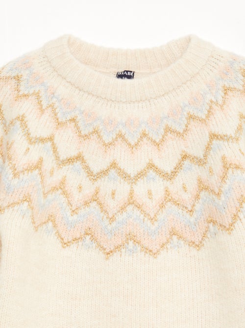 Pull en laine motif jacquard - Kiabi