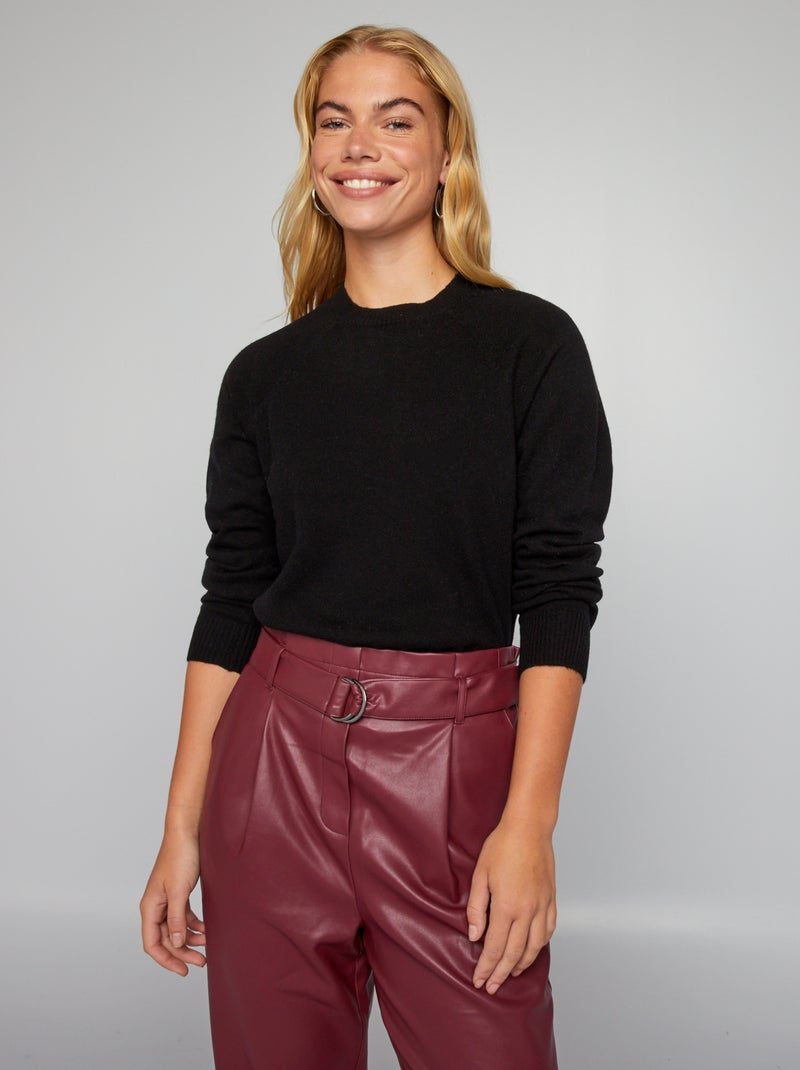 Pull en laine Noir - Kiabi