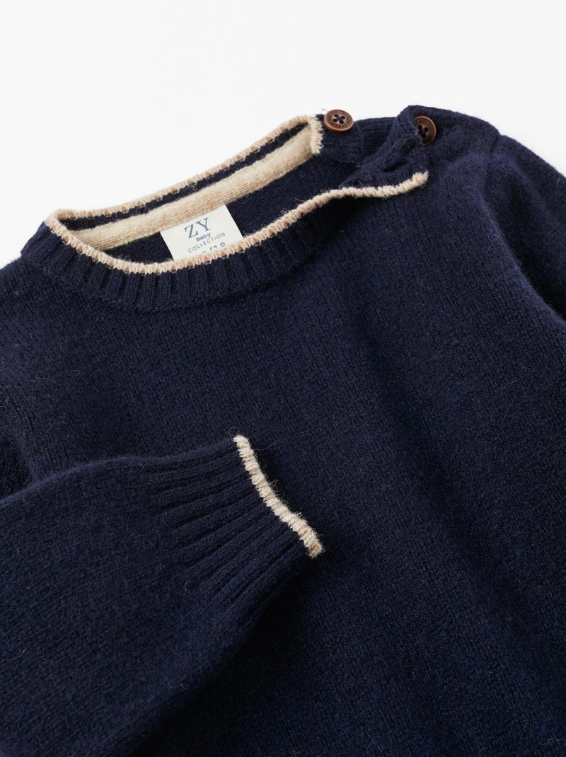 Pull en laine pour bébé garçon   NOËL Bleu foncé - Kiabi