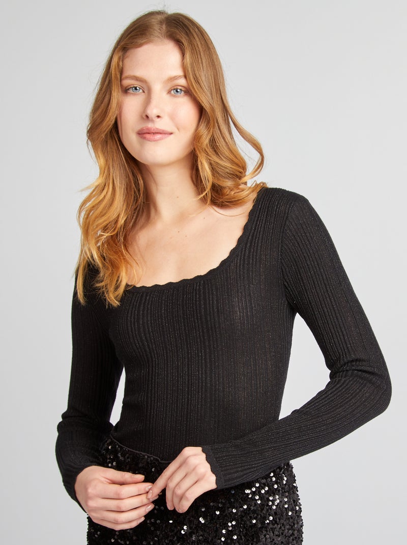 Pull en lurex noir - Kiabi