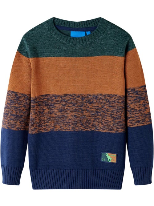 Pull en maille 100% coton à bandes tricolores - vidaxl - Kiabi