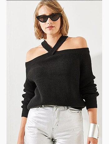 Pull en maille à bretelles croisées lucci
