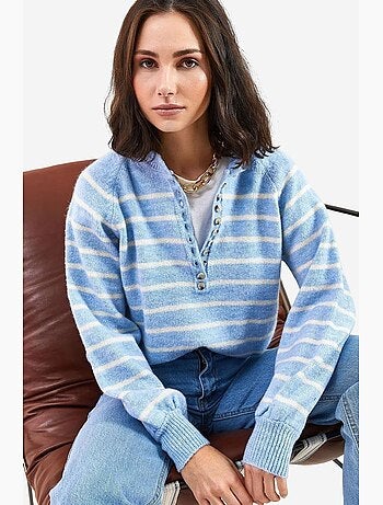 Pull en maille à col boutonné lucci