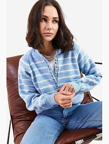 Pull en maille à col boutonné lucci