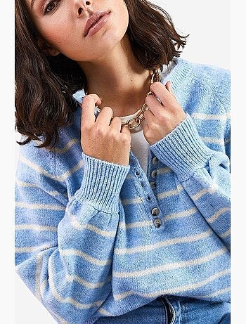 Pull en maille à col boutonné lucci