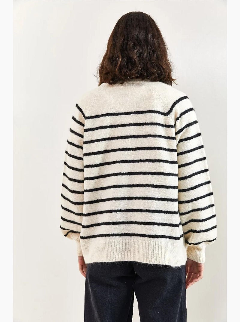 Pull en maille à col boutonné lucci Ivoire - Kiabi