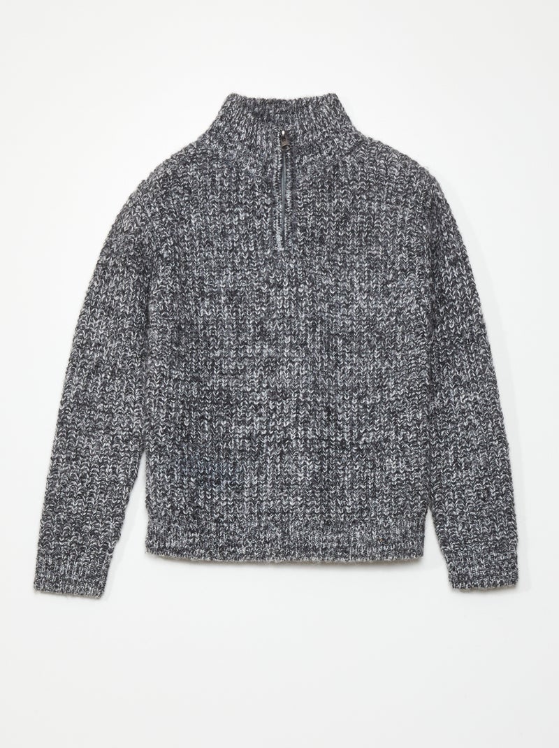 Pull en maille à col camionneur Gris - Kiabi