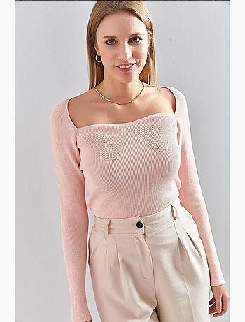 Pull en maille à col carré lucci