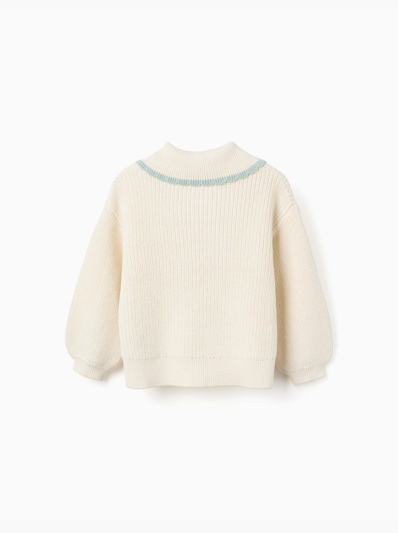 Pull en maille à col en forme de nœud Blanc - Kiabi