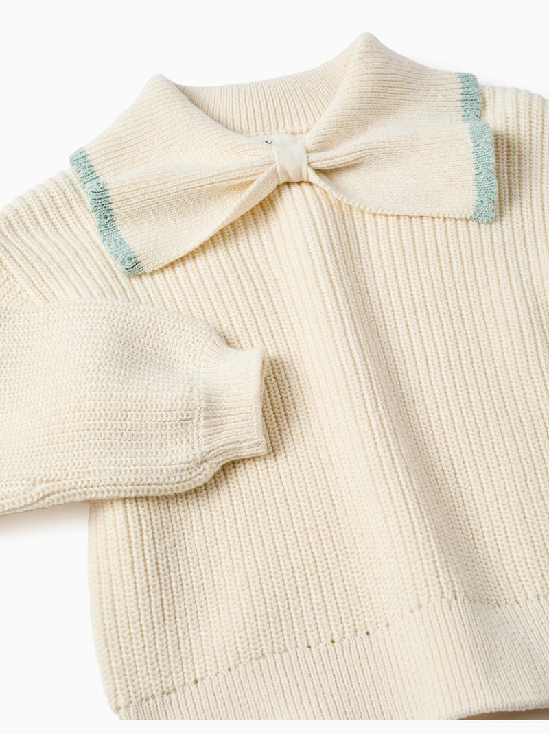 Pull en maille à col en forme de nœud Blanc - Kiabi