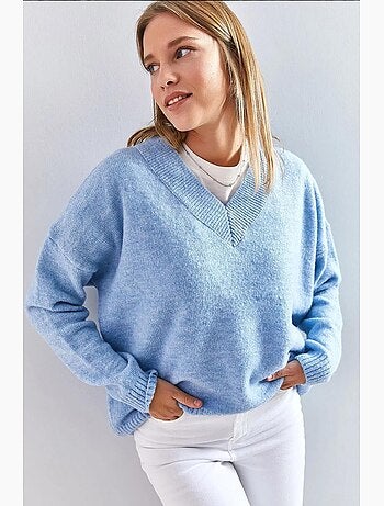 Pull en maille à col en v lucci