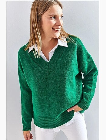 Pull en maille à col en v lucci