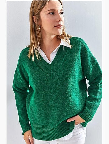 Pull en maille à col en v lucci