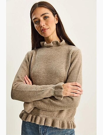 Pull en maille à col montant court et boutons lucci