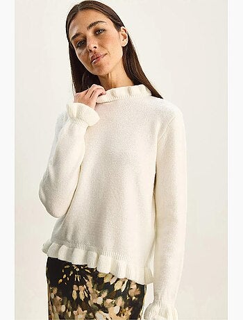 Pull en maille à col montant court et boutons lucci