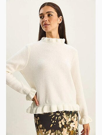 Pull en maille à col montant court et boutons lucci
