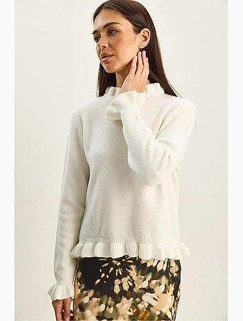 Pull en maille à col montant court et boutons lucci