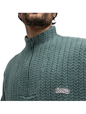 Pull en maille à col montant et demi-zip homme homme tiksi