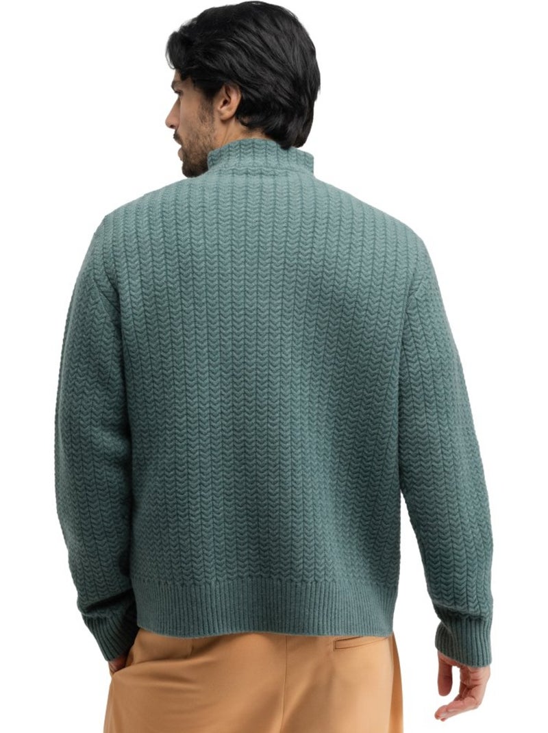 Pull en maille à col montant et demi-zip homme homme tiksi Bleu - Kiabi